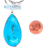 Sterling Silver Pendant with an Extra Large Natural 1" x 1.75" Turquoi